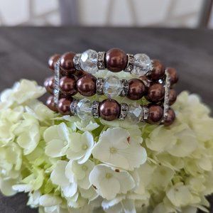 Faux pearl rhinestone bracelet